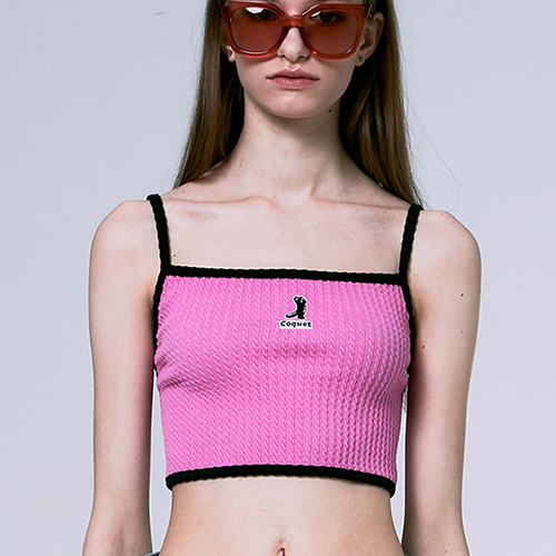 [WOMAN] CABLE JACQUARD TUBE TOP PINK