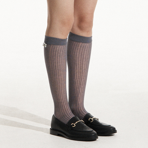 SEQUIN SEE THROUGH OVER KNEE SOCKS CHARCOAL
