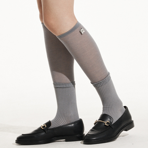 SEE THROUGH LAYERED OVER KNEE SOCKS CHARCOAL